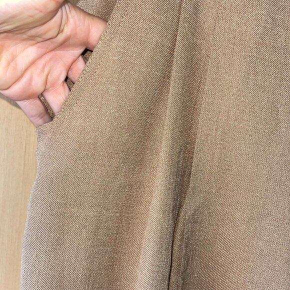 Hana Sport Vintage Womens Trousers Size 14 Tan Textured Knit Pockets Casual - Picture 4 of 12